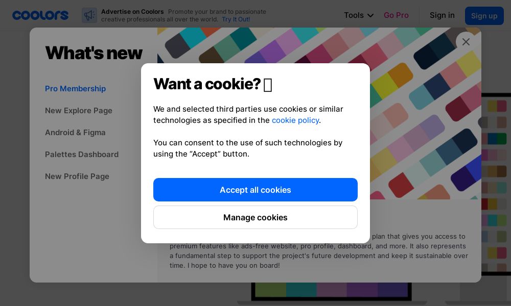 Screenshot of Coolors