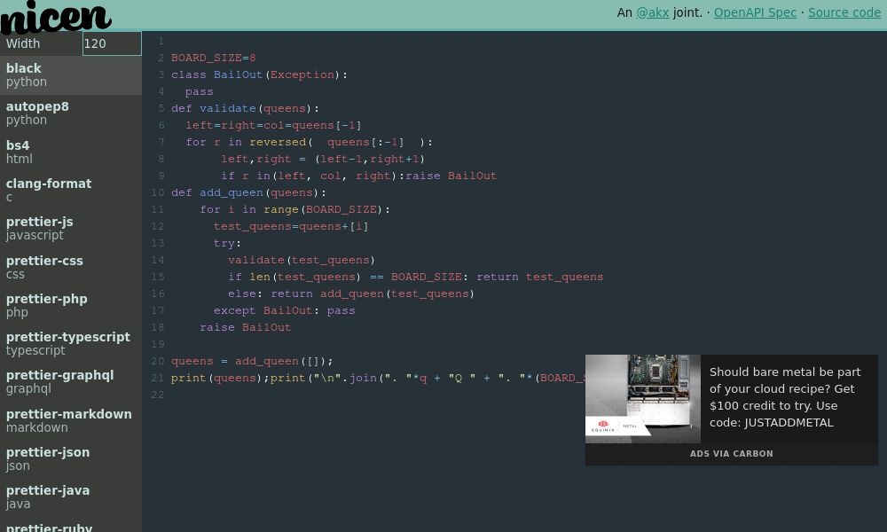 Screenshot of Nicen