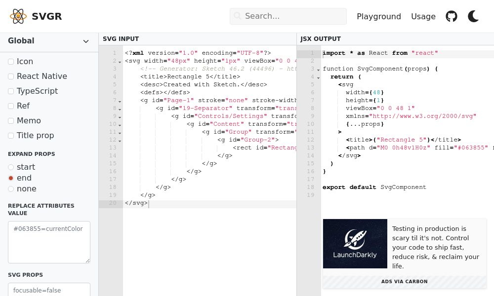 Screenshot of SVGR