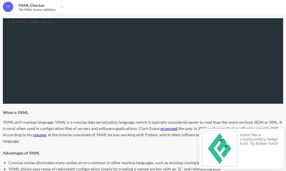 Screenshot of YAML Checker